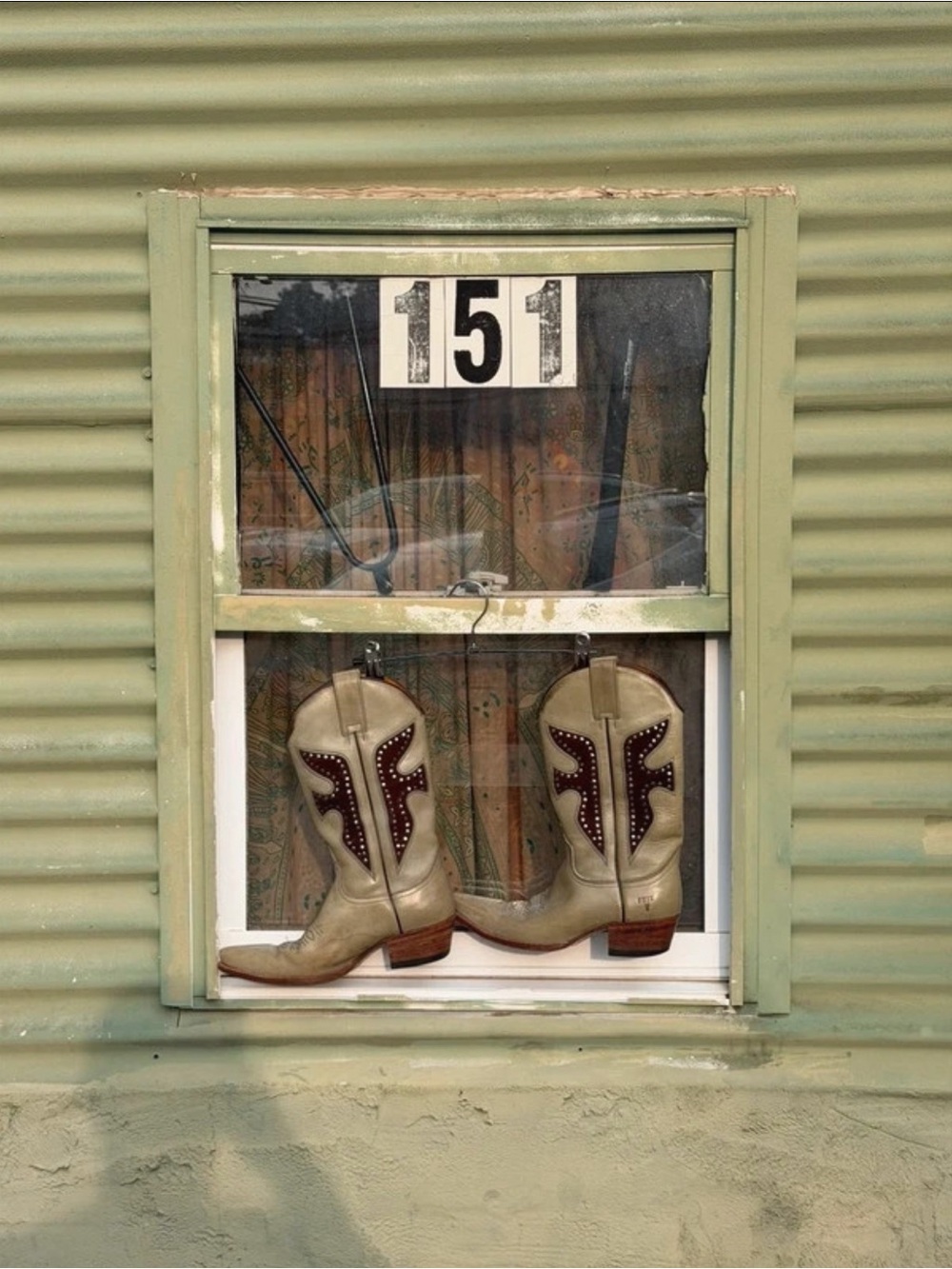Rare FRYE Mint Green Leather Western Studded Boots with Brown Inlay